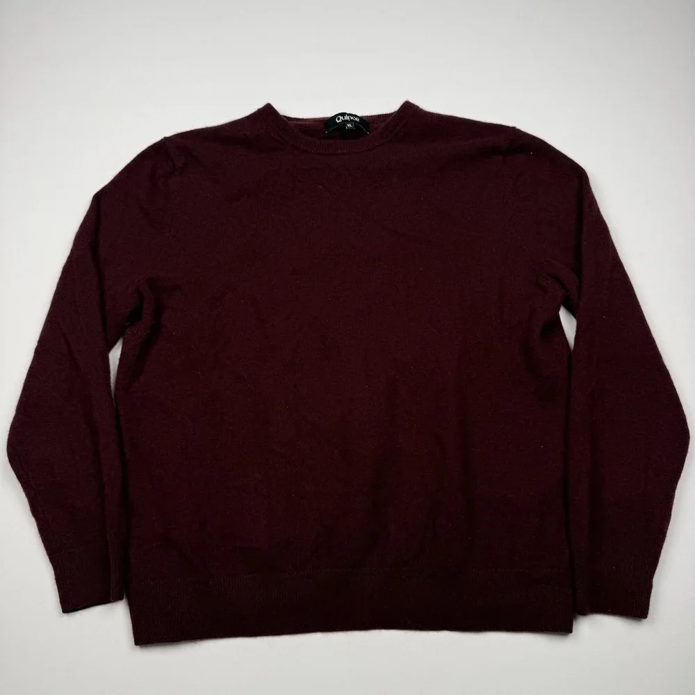 Quince Sweater Mens XL Red 100% Cashmere Crewneck Knit Pullover Classic Solid